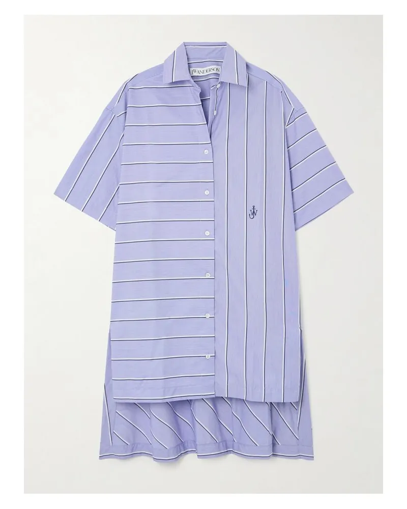 J.W.Anderson Hemd-blusenkleid Aus Einer Gestreiften Baumwollmischung - Blau Blau