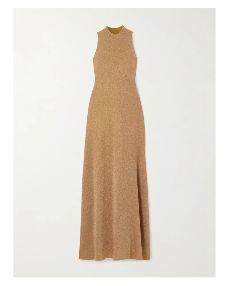 Altuzarra Mitzi Midikleid Aus Metallic-strick Mit Stehkragen - Gold Gold
