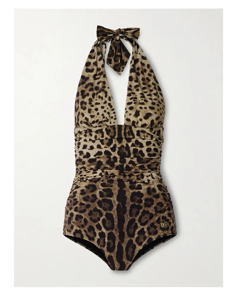 Dolce & Gabbana Leopard-print Halterneck Swimsuit - Animal print Animal