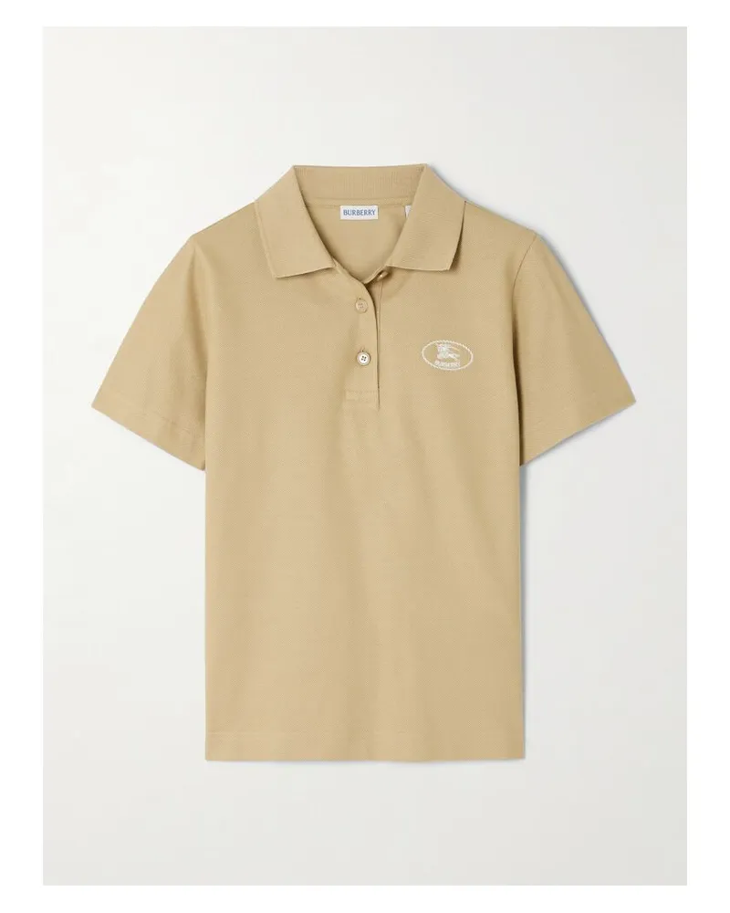 Burberry Polohemd Aus Baumwoll-piqué Mit Stickerei - Neutral Neutral