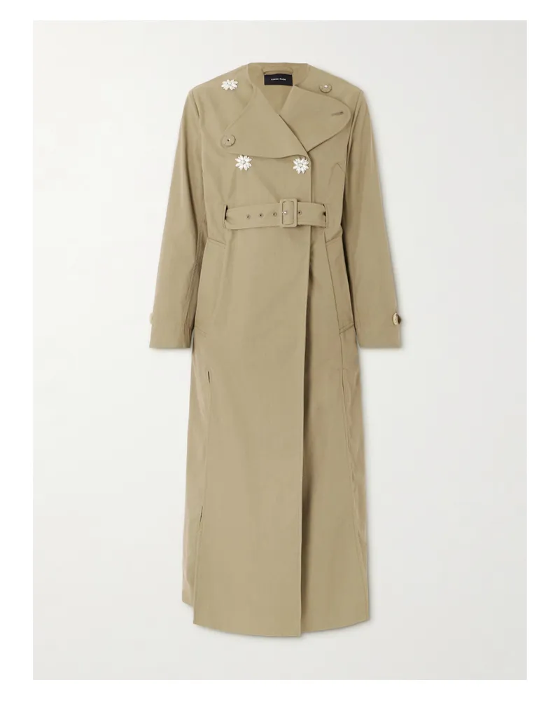Simone Rocha Doppelreihiger Trenchcoat Aus Canvas Aus Einer Baumwollmischung Mit Gürtel Und Verzierungen - Neutral Neutral