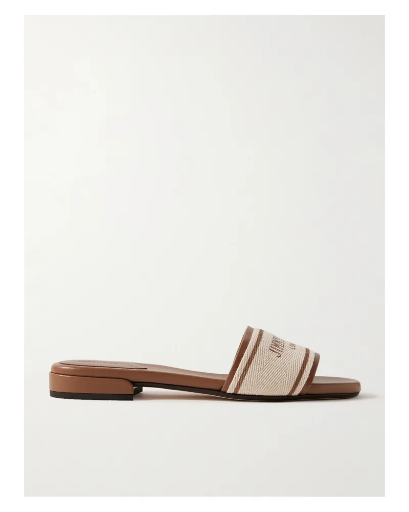 Jimmy Choo Joa Pantoletten Aus Canvas Und Leder - Braun Braun