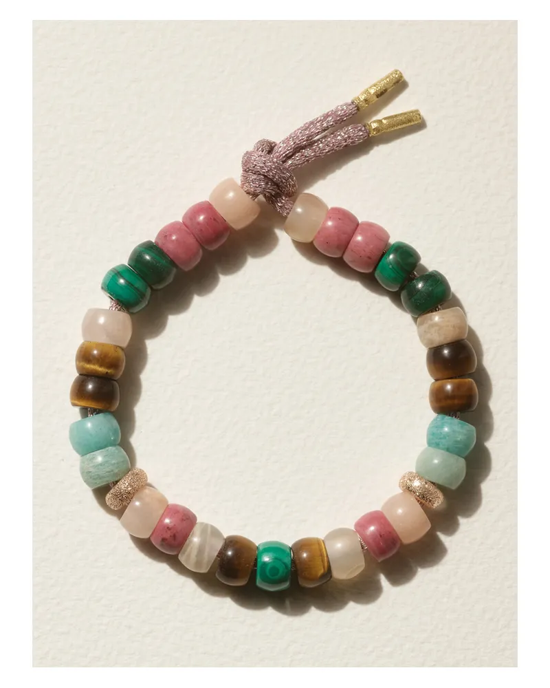 Carolina Bucci Agua By Agua Bendita Forte Beads Armband Aus Lurex® Mit Mehreren Steinen Und Details Aus 18 Karat Rosé- Und Gelbgold Gold