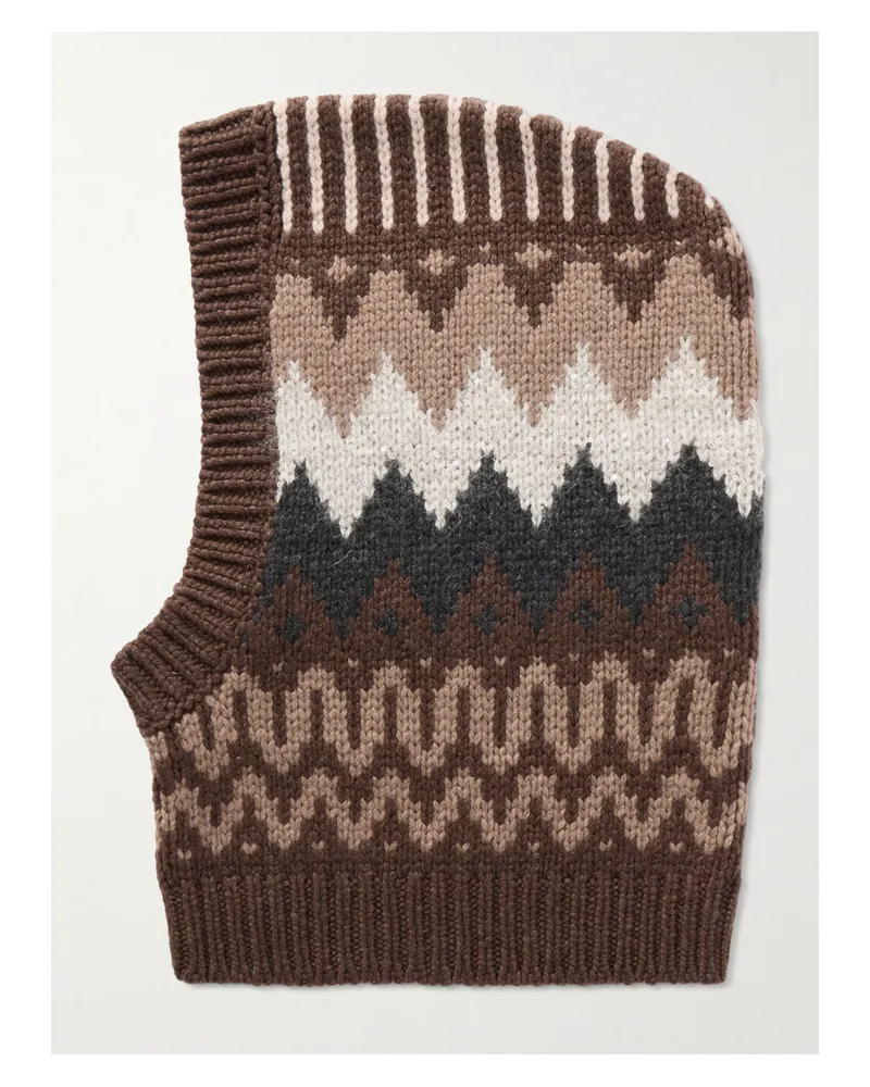 Brunello Cucinelli Balaklava Mit Fair-isle-muster Und Pailletten - Braun Braun