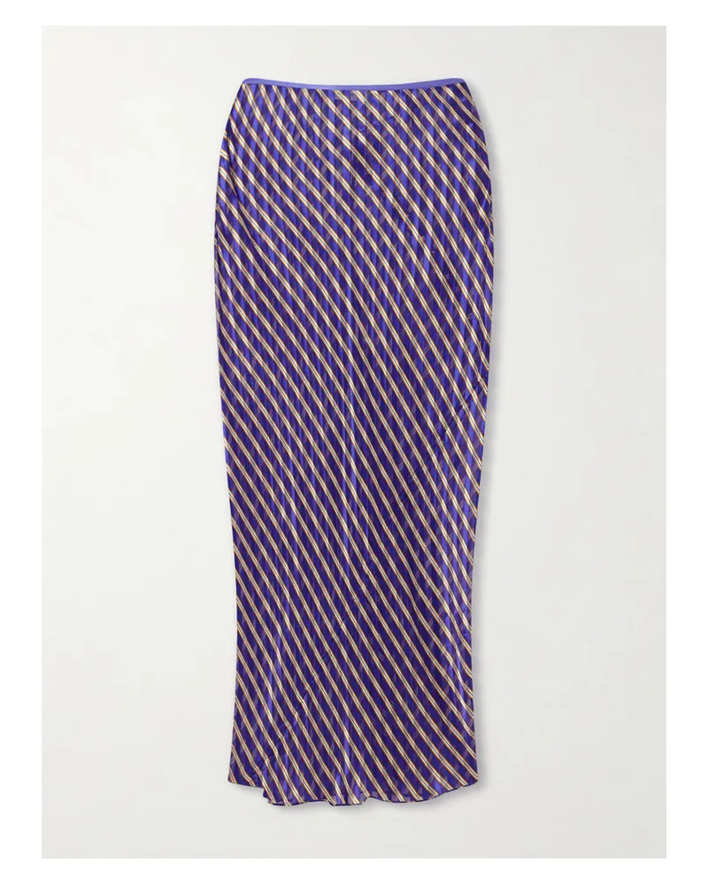 Dries van Noten Striped Devoré-satin Midi Skirt - Purple Purple