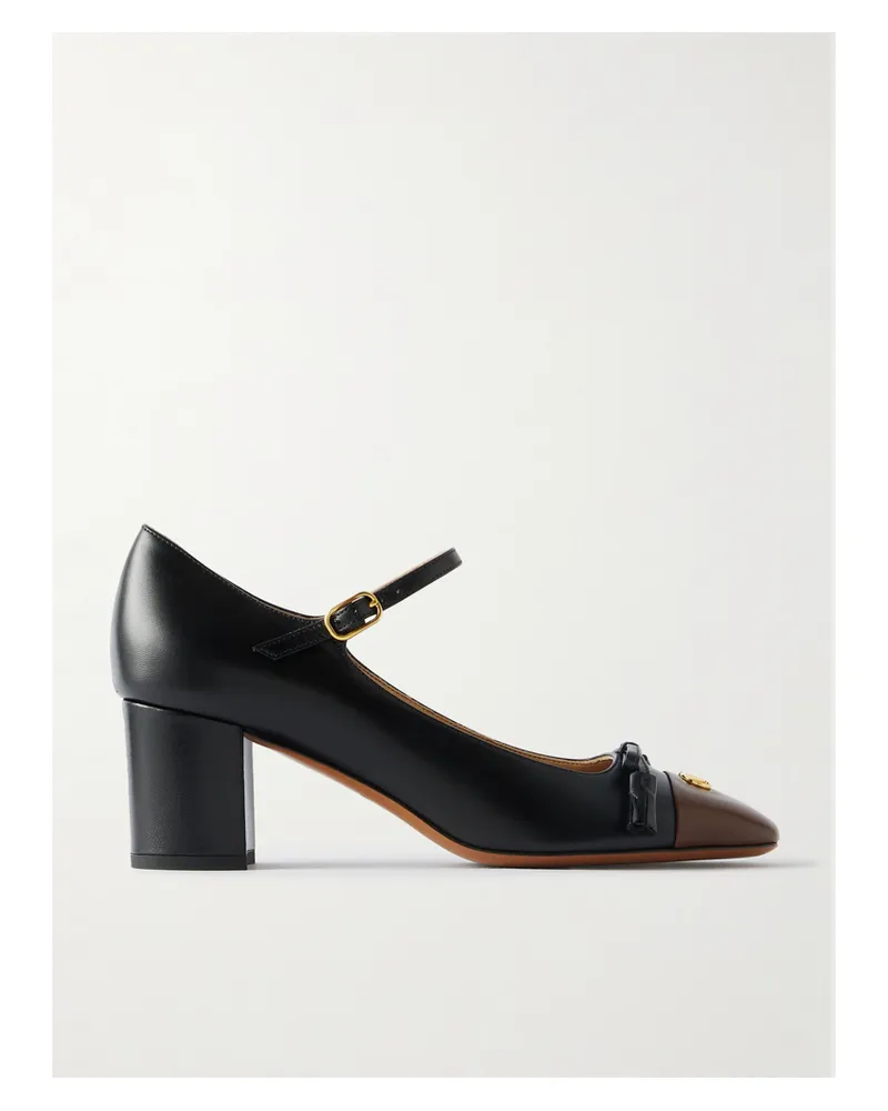 Valentino Garavani Valet Du Roi 60 Zweifarbige Mary-jane-pumps Aus Leder Mit Troddeln - Schwarz Schwarz