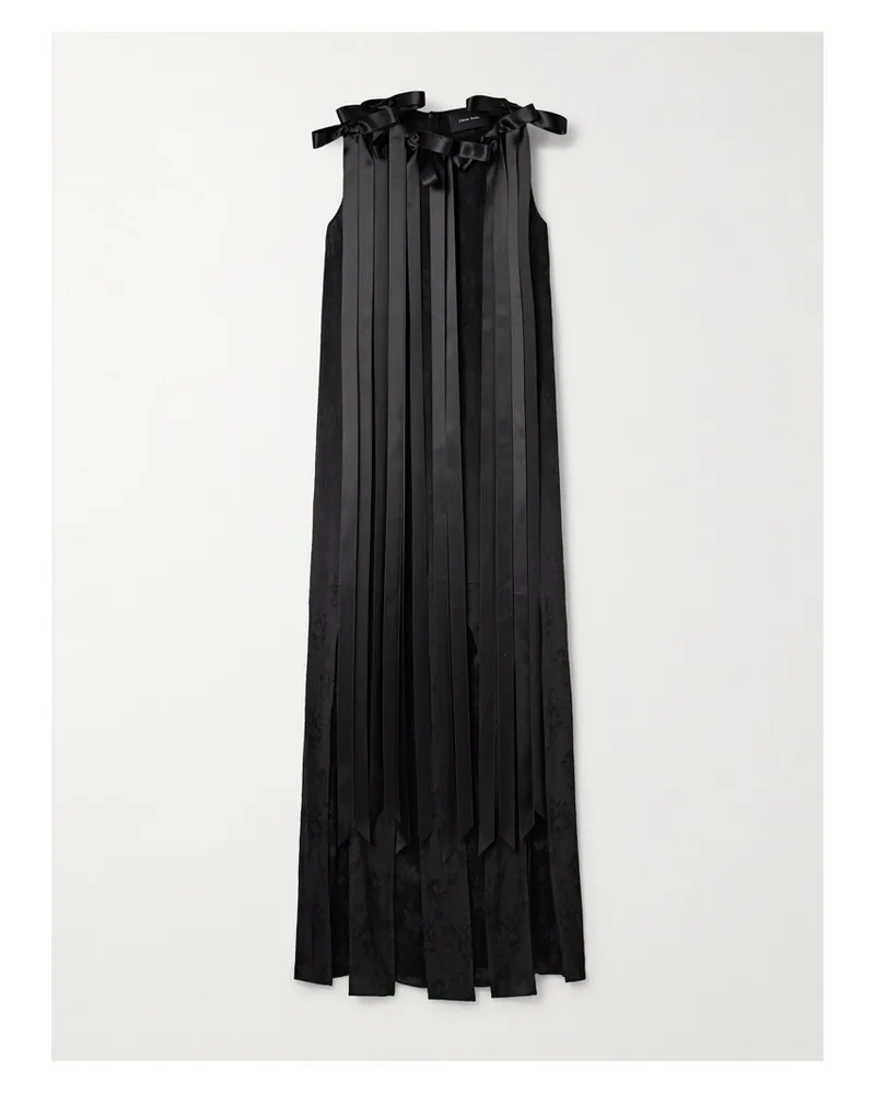 Simone Rocha Midikleid Aus Krepon Mit Jacquard-muster Und Satinschleifen - Schwarz Schwarz