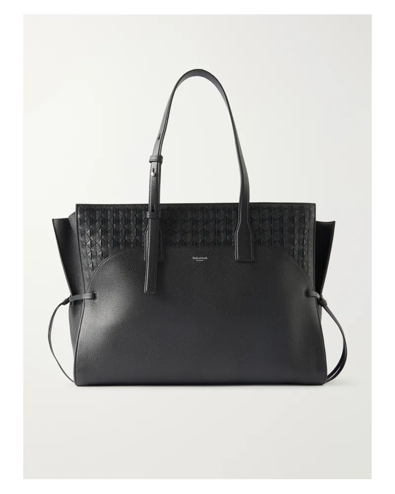 Serapian Maro Large Textured-leather Tote - Black Black