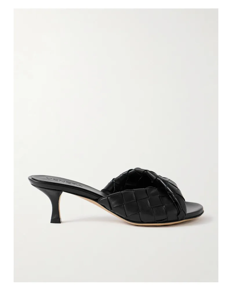 Bottega Veneta Blink Twisted Intrecciato Leather Mules - Black Black
