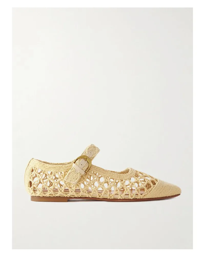 Emme Parsons Tramonto Mary-jane-ballerinas Aus Geflochtenem Raffiabast Mit Lederbesätzen - Neutral Neutral