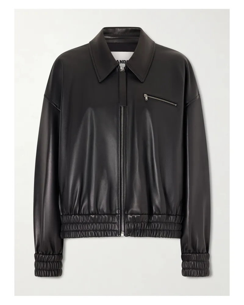 Jil Sander Leather Bomber Jacket - Black Black