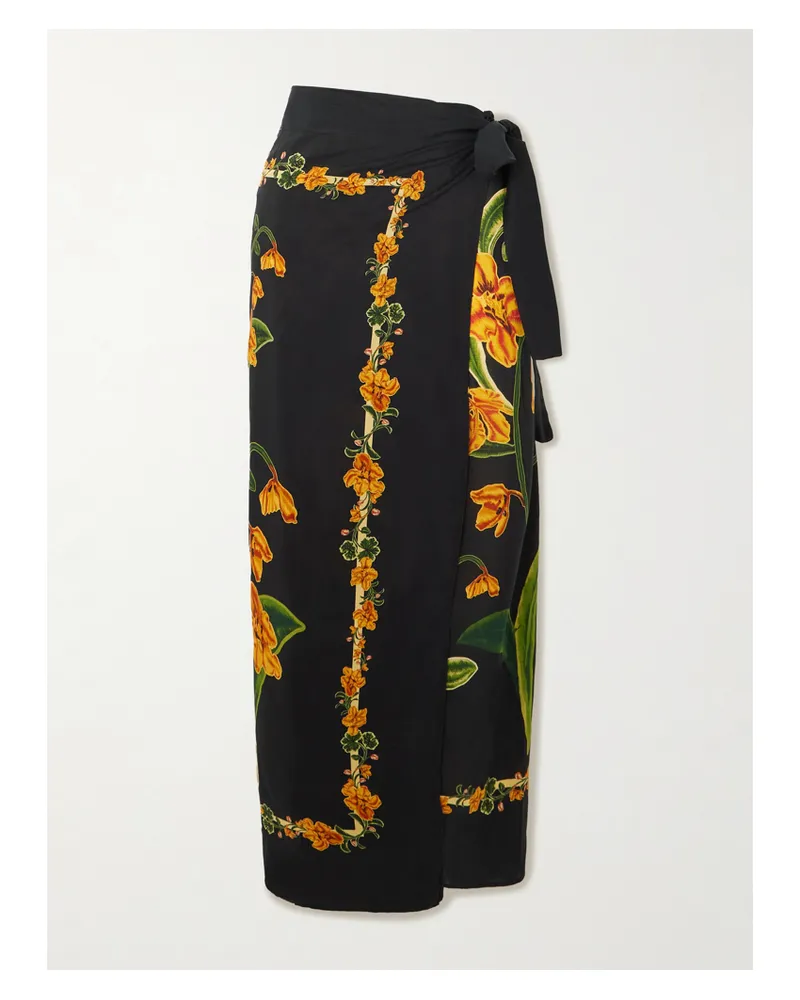 AGUA BENDITA Lavanda Cordillera Floral-print Cotton And Silk-blend Voile Pareo - Multi Multi