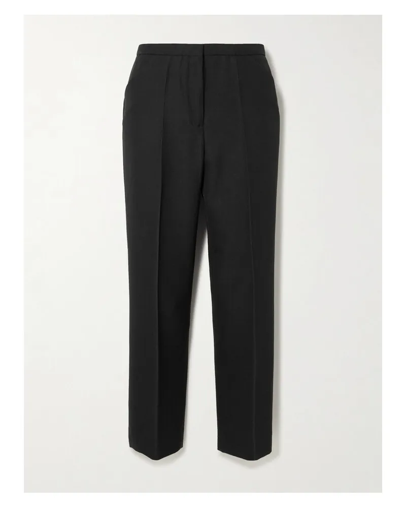 Totême Verkürzte Hose Mit Geradem Bein Aus Grain De Poudre Mit Bügelfalten - Schwarz Schwarz