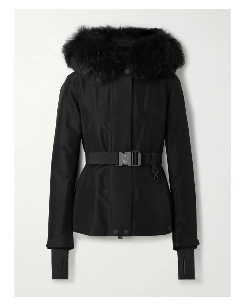 Moncler Laplance Shearling-trimmed Belted Gore-tex Down Jacket - Black Black