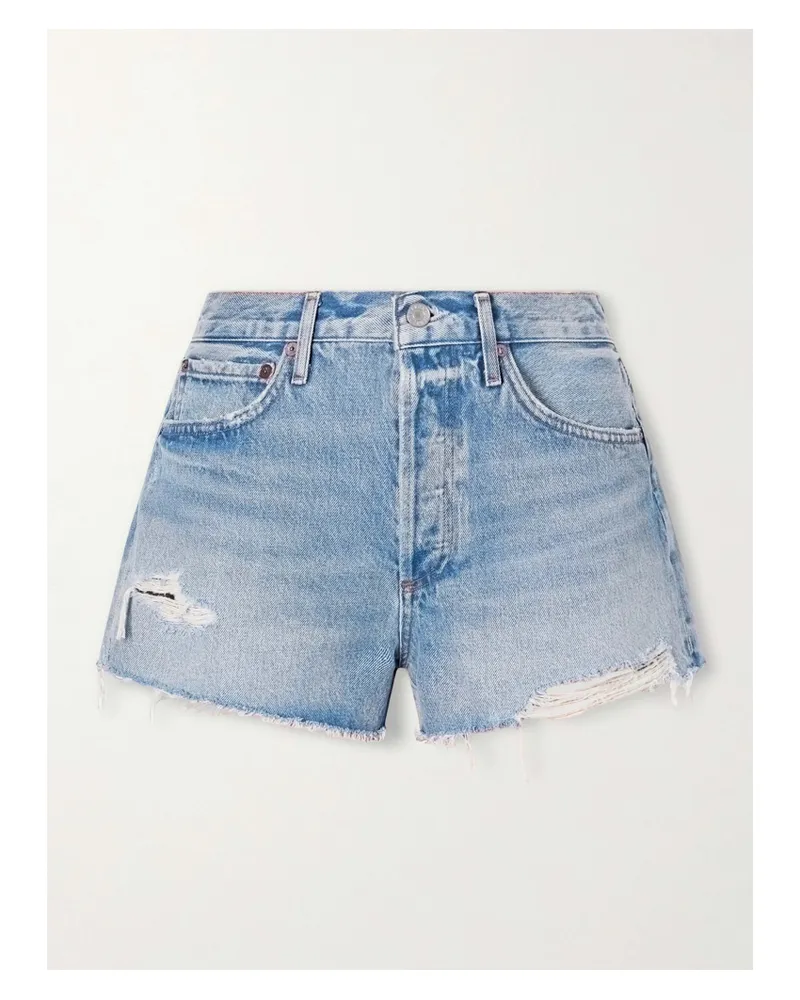 AGOLDE Parker Distressed Denim Shorts - Blue Blue