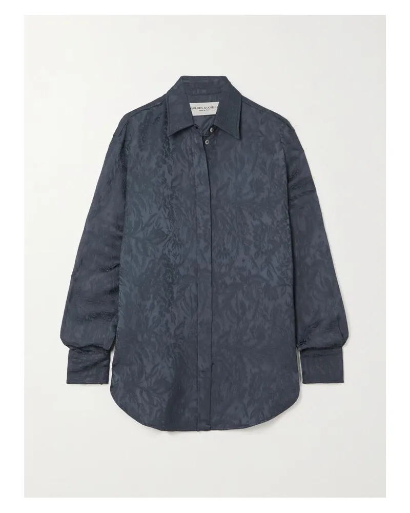 Golden Goose Journey Hemd Aus Glänzendem Jacquard - Blau Blau