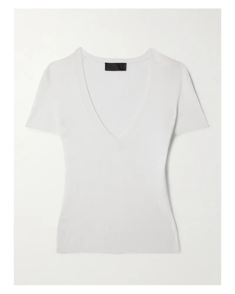 Nili Lotan Italia Ribbed Cotton-jersey T-shirt - Ivory Ivory