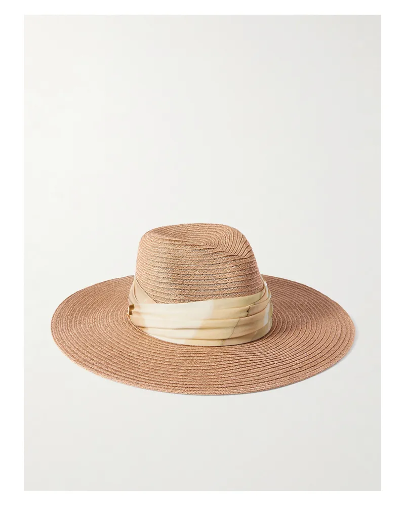 Eugenia Kim Emmanuelle Fedora Aus Hanf Mit Bedrucktem Webstoffbesatz - Braun Braun