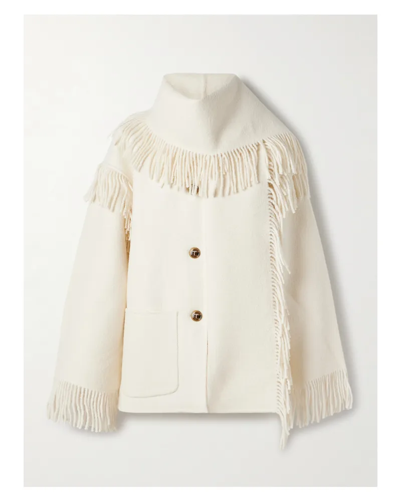 Totême Jacke Aus Einer Wollmischung Mit Fransen - Weiß Weiß