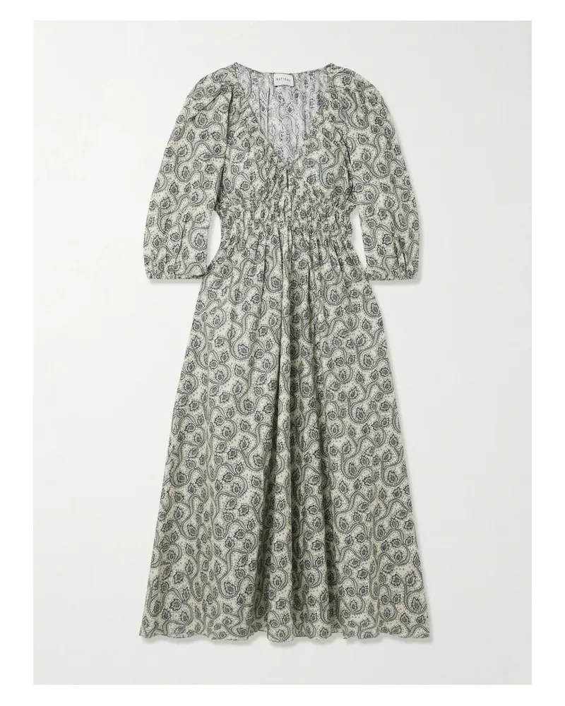 Matteau Shirred Paisley-print Organic Cotton Midi Dress - Multi Multi