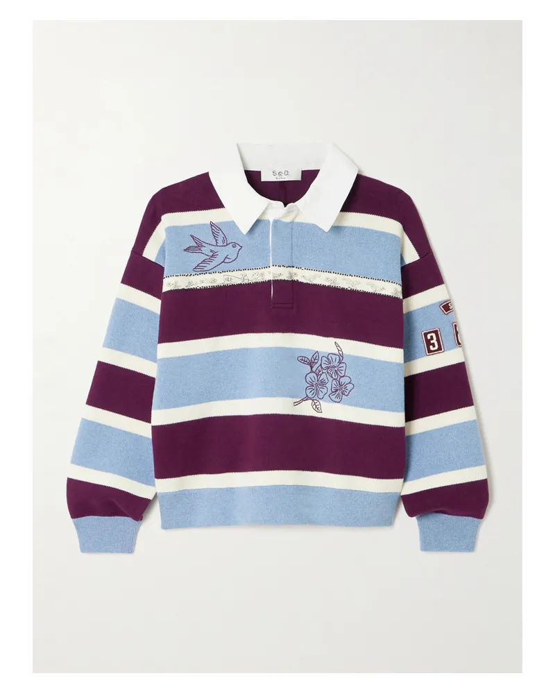 Sea Hester Embroidered Striped Cotton And Cashmere-blend Rugby Shirt - Multi Multi
