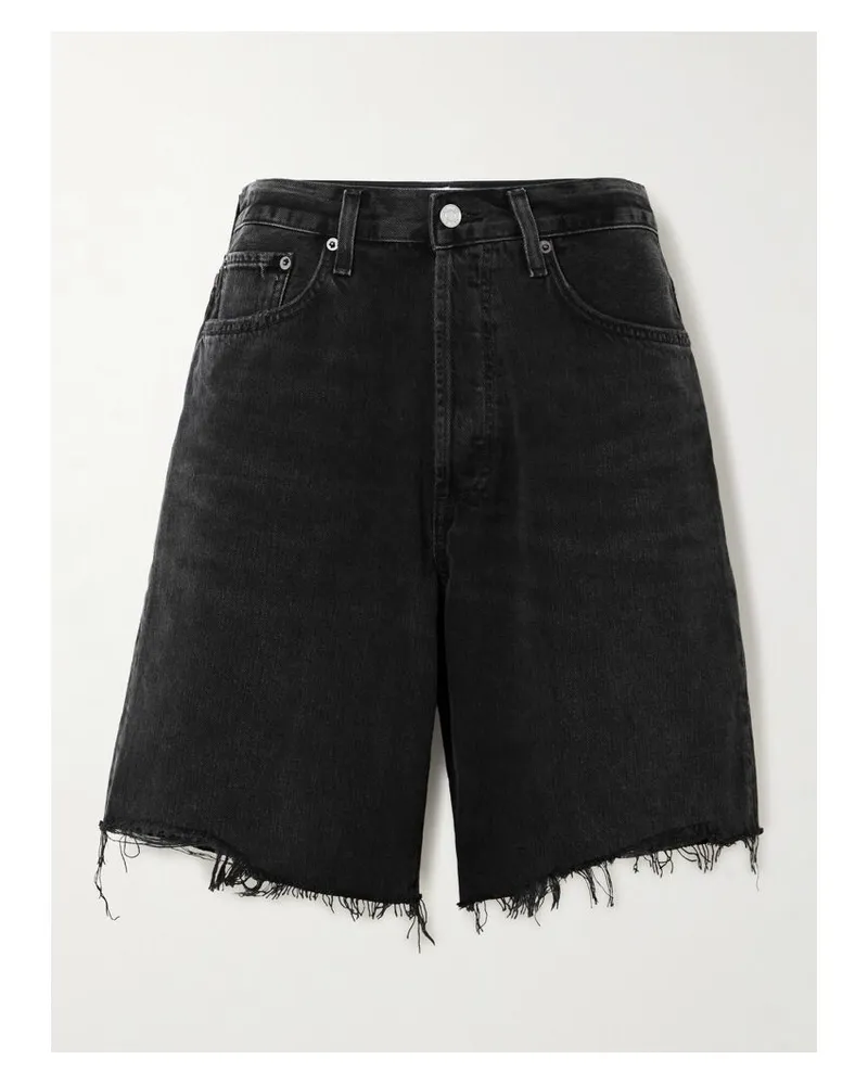 AGOLDE Indra Jeansshorts In Distressed-optik - Schwarz Schwarz