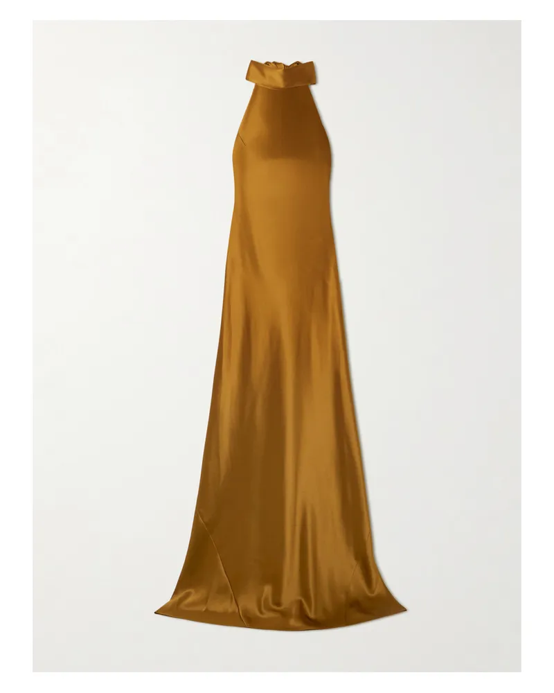 GALVAN Sienna Neckholder-robe Aus Satin - Braun Braun