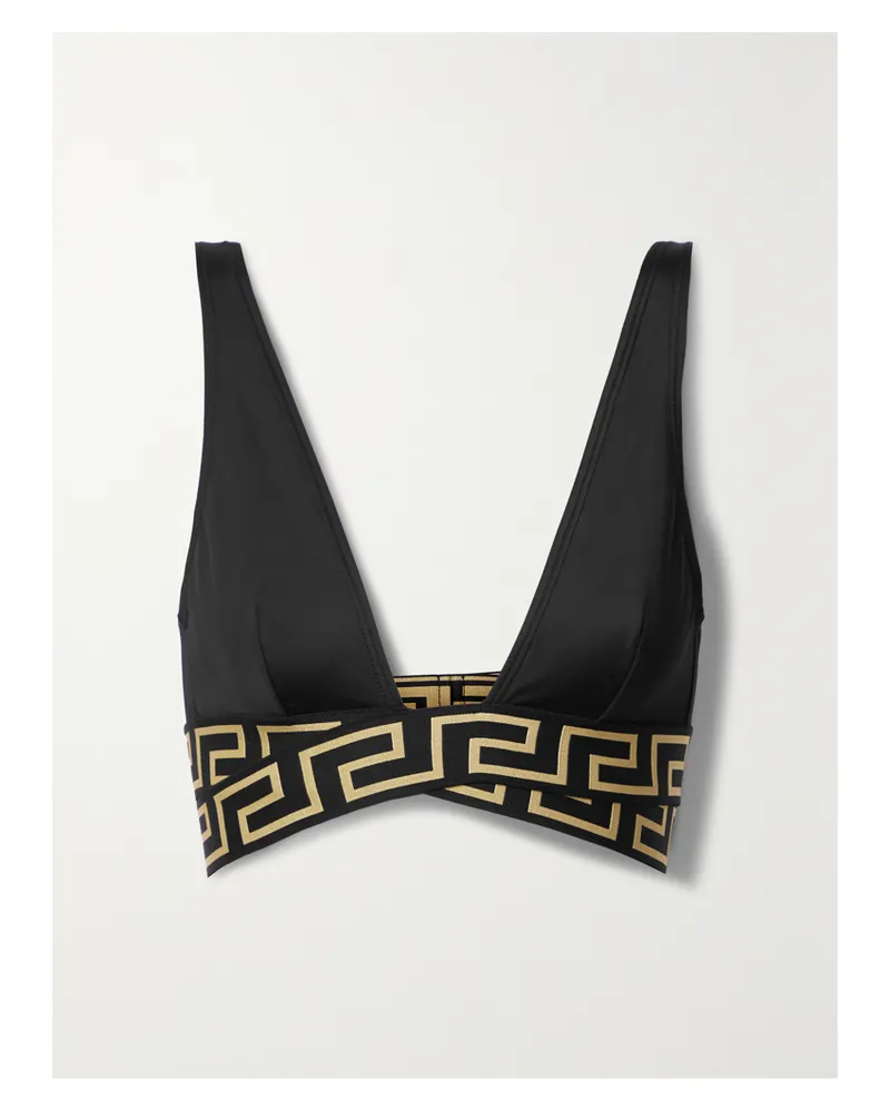 Versace Vita Bikini-oberteil Mit Jacquard-besatz Und Twist-detail - Schwarz Schwarz