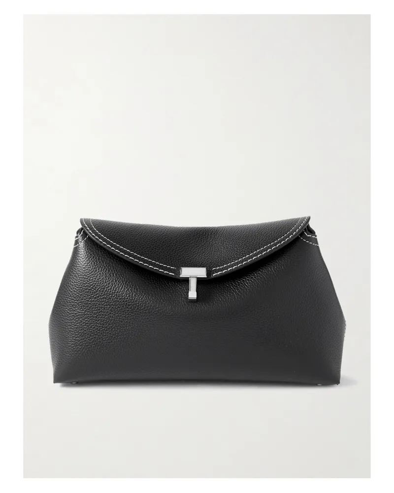 Totême T-lock Textured-leather Clutch - Black Black