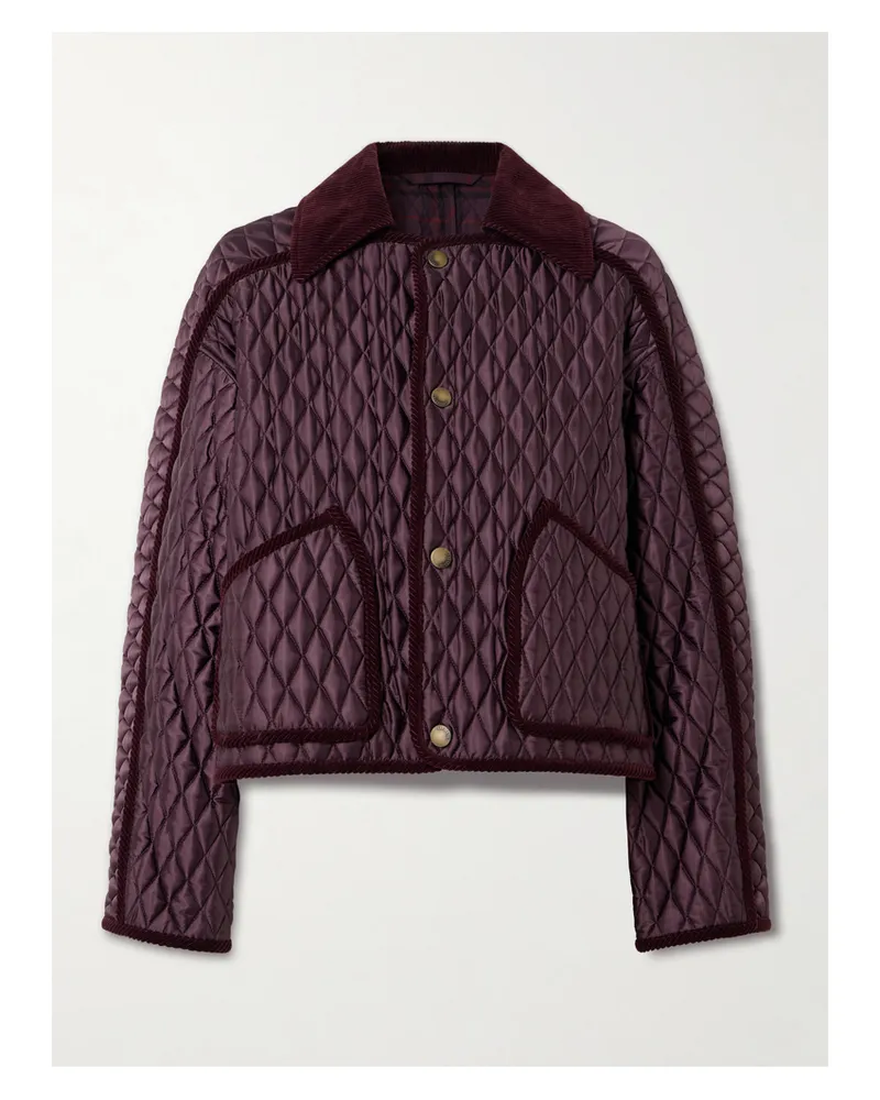 Burberry Steppjacke Aus Gestepptem Shell Mit Baumwollcordbesätzen - Burgunder Burgunder