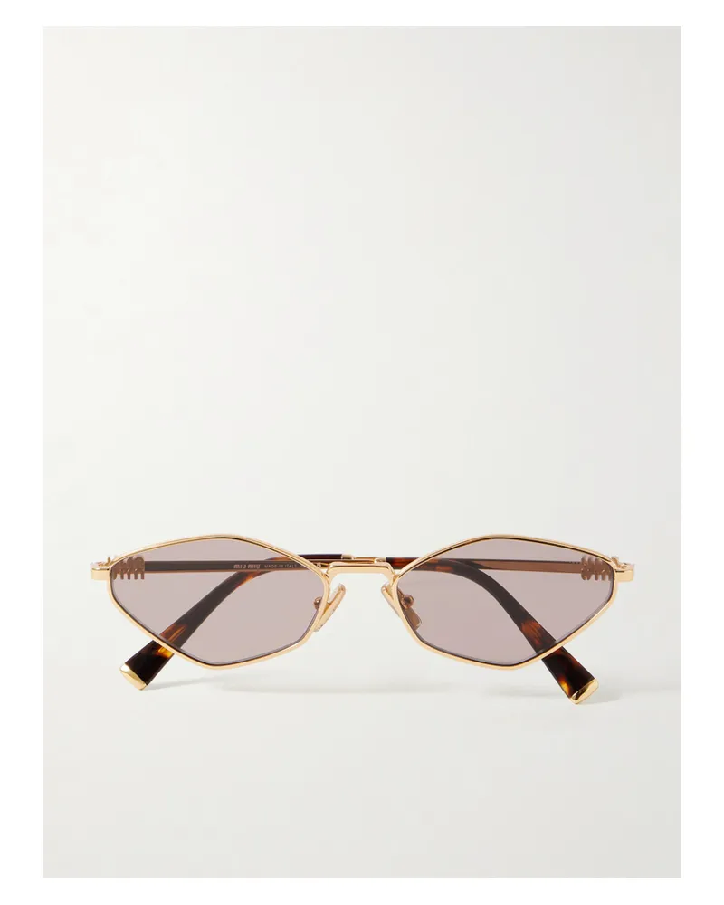 Miu Miu Goldfarbene Sonnenbrille Mit Ovalem Rahmen Gold