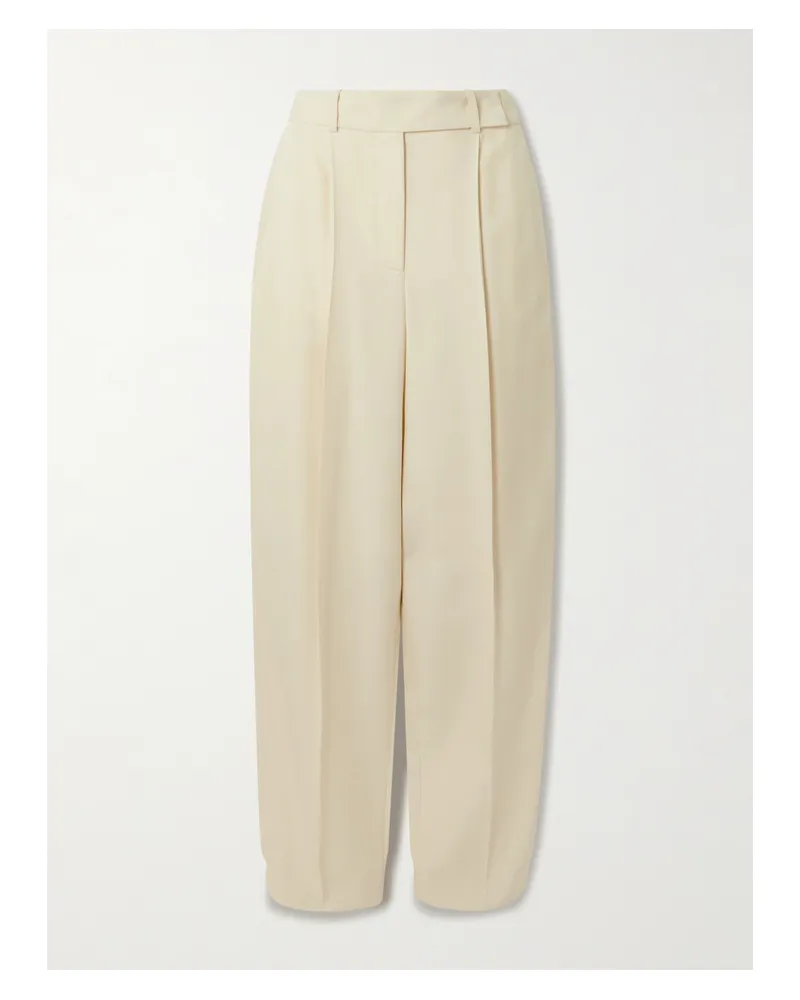 Joseph Rayen Pleated Woven Wide-leg Pants - Off-white Off-white