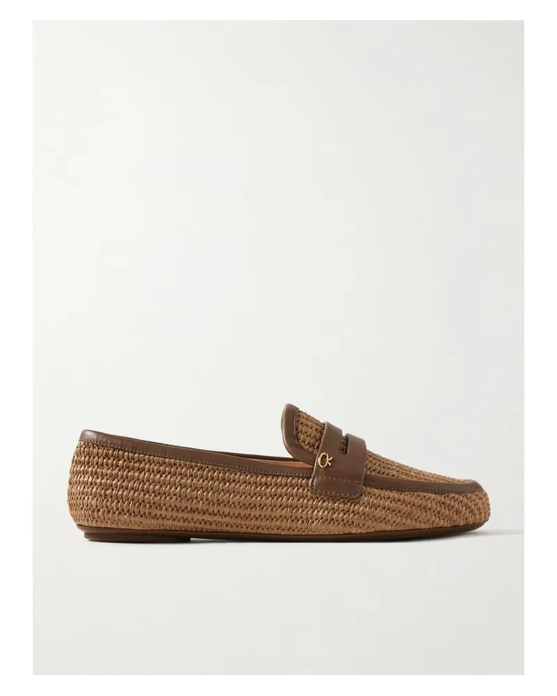 Gianvito Rossi Giorgia Loafers Aus Raffiabast Mit Lederbesätzen - Braun Braun