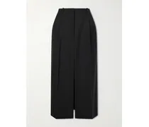Pleated Wool And Mohair-blend Midi Skirt - Black