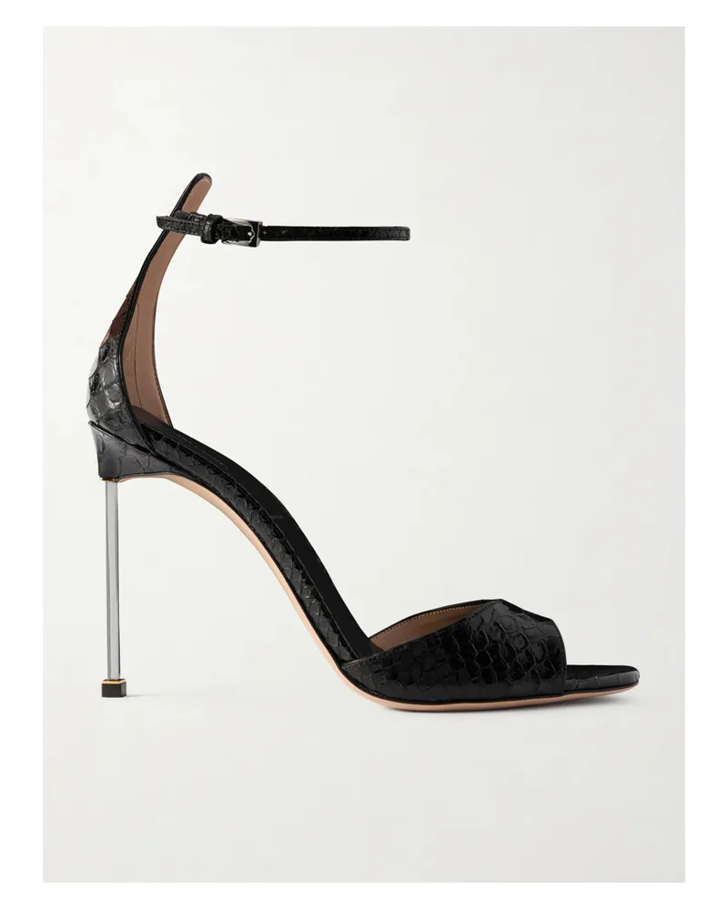 Tom Ford Snake-effect Leather Sandals - Black Black