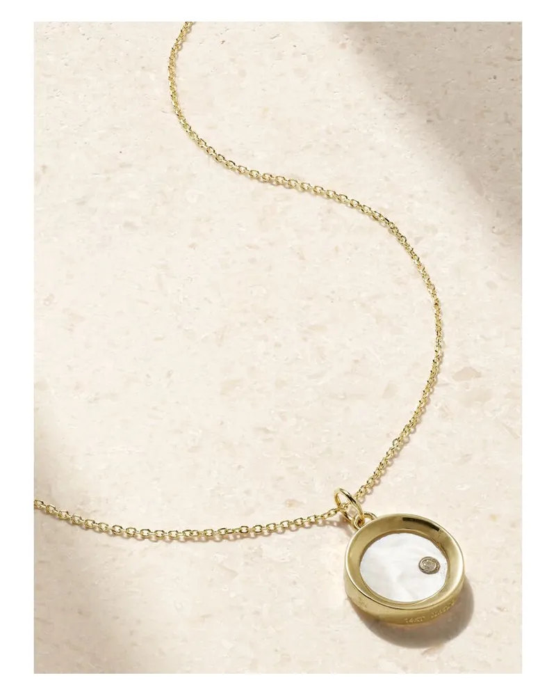 MATEO Kette Aus 14 Karat Gold Mit Perle Und Diamant - Weiß Weiß