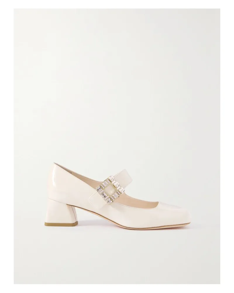 Roger Vivier Très Vivier Mary-jane-pumps Aus Lackleder Mit Kristallen - Weiß Weiß