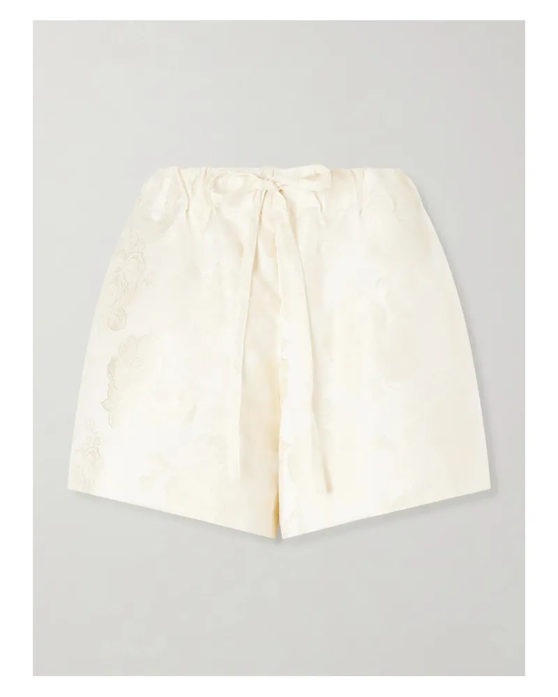 Simone Rocha Floral-jacquard Satin Shorts - Cream Cream
