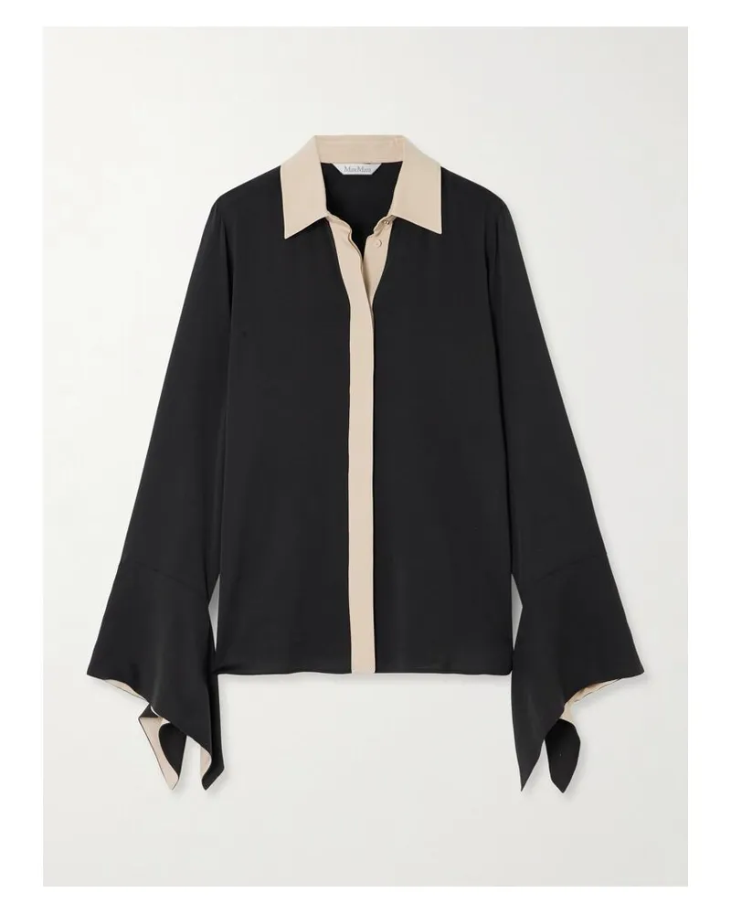 Max Mara Pio Zweifarbiges Hemd Aus Seide - Schwarz Schwarz
