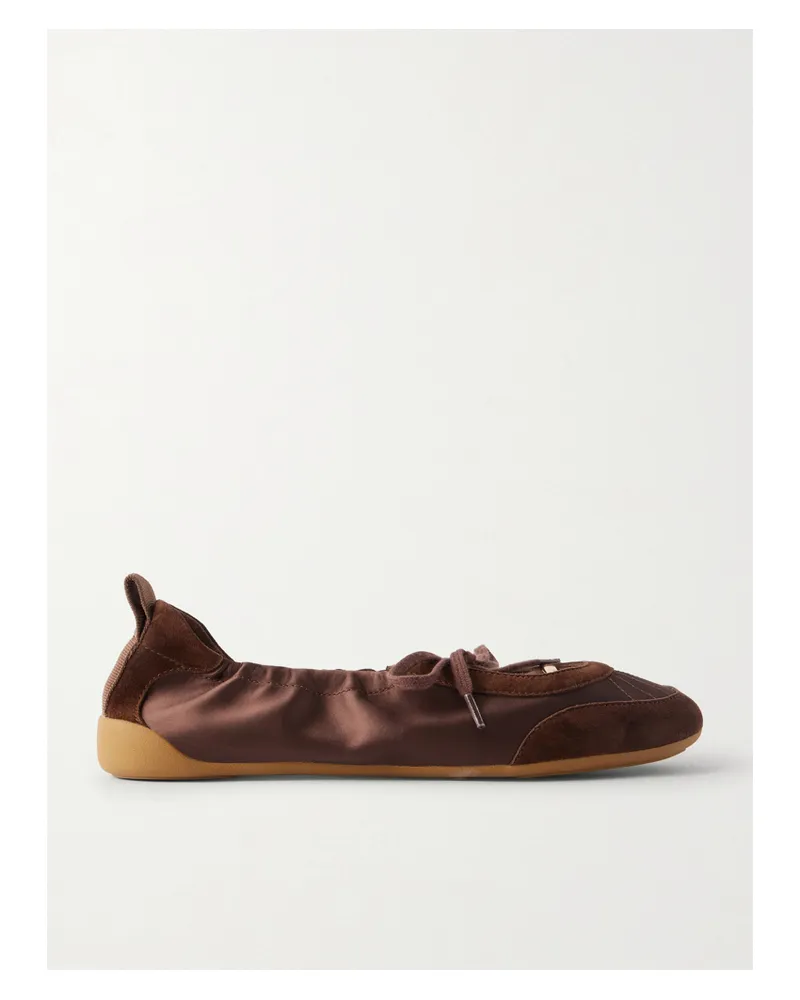 Chloé Kick Suede-trimmed Satin Sneakers - Brown Brown