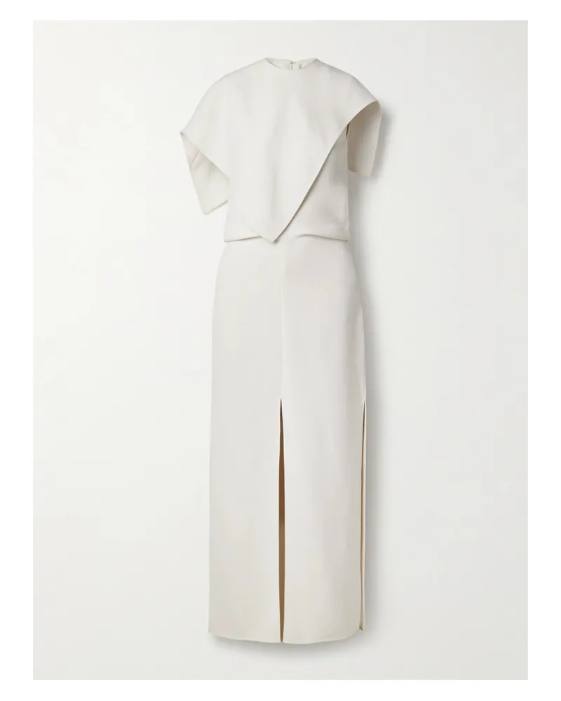 Proenza Schouler Selene Asymmetrisches Maxikleid Aus Stretch-crêpe Mit Raffungen - Wollweiß Wollweiß