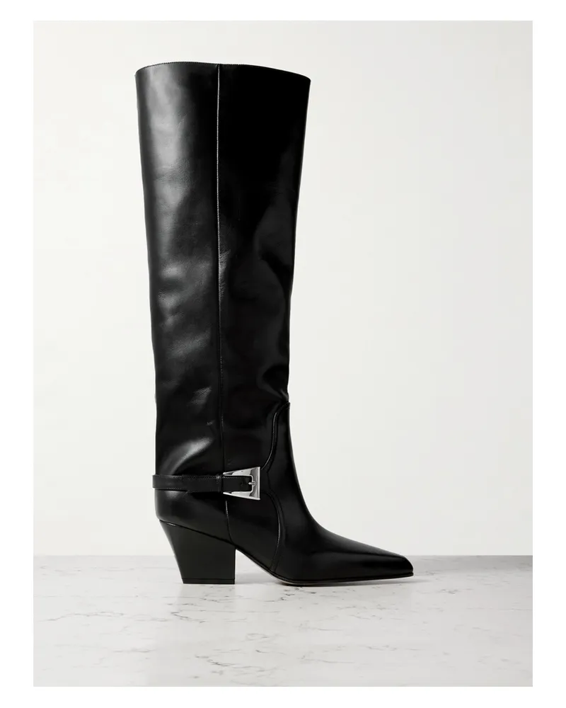 Paris Texas Jane Kniehohe Stiefel Aus Leder Mit Schnalle - Schwarz Schwarz