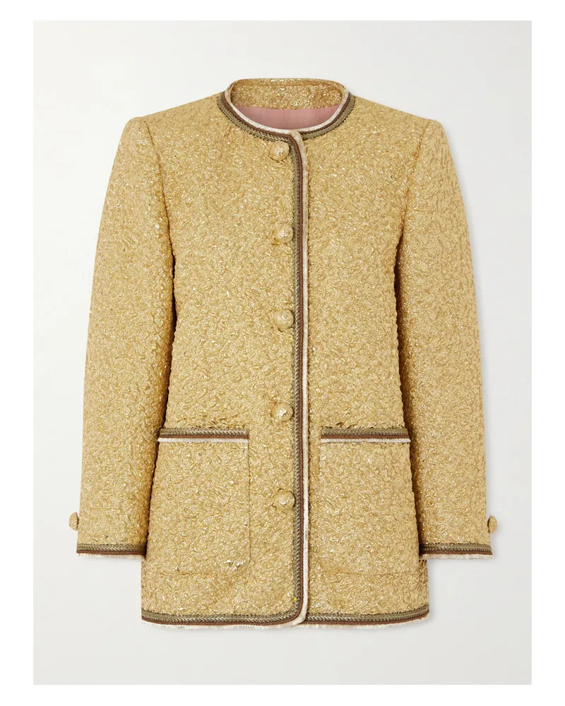 Valentino Garavani Jacke Aus Metallic-cloqué Mit Jacquard-muster - Gold Gold
