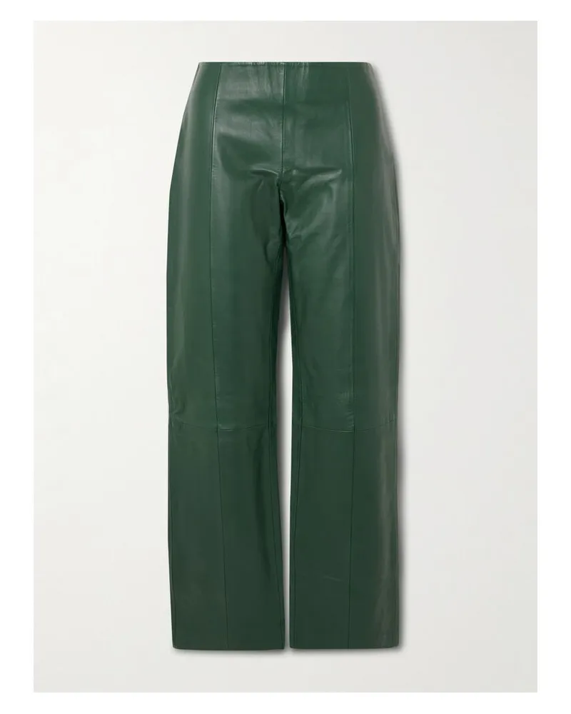 St. Agni Hose Mit Geradem Bein Aus Leder - Grün Grün