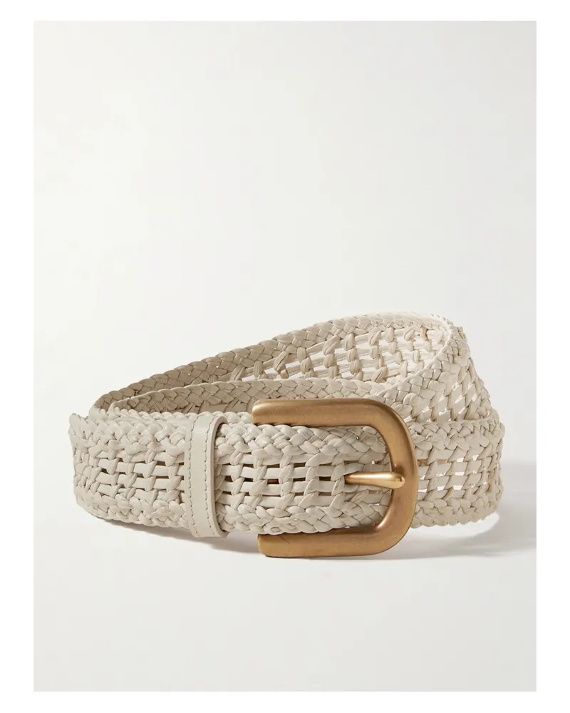 Gabriela Hearst Sam Woven Leather Belt - Ivory Ivory