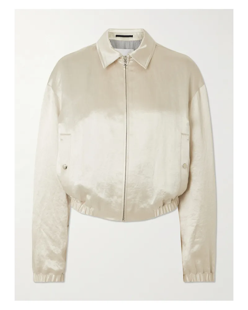 Maria Mcmanus Hammered-satin Bomber Jacket - Neutrals Neutrals