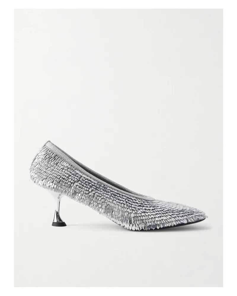 Proenza Schouler Tee Sequined Mesh Pumps - Silver Silver