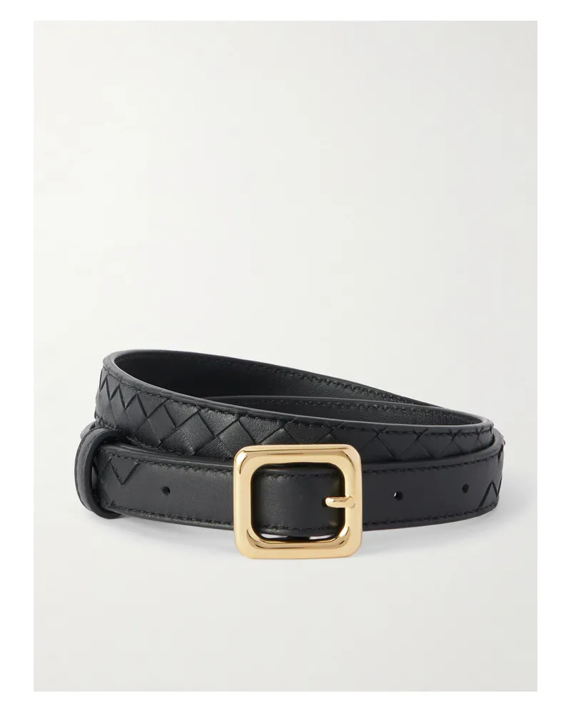 Bottega Veneta Gürtel Aus Intrecciato-leder - Schwarz Schwarz