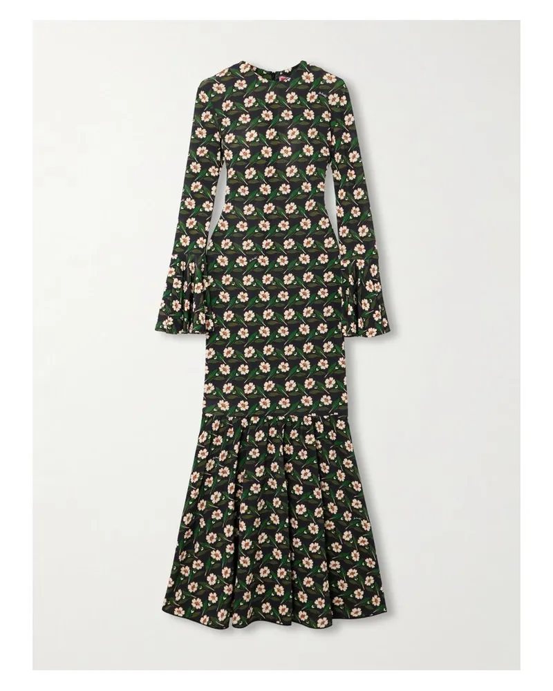 La DoubleJ Alba Maxikleid Aus Stretch-jersey Mit Blumenprint - Schwarz Schwarz