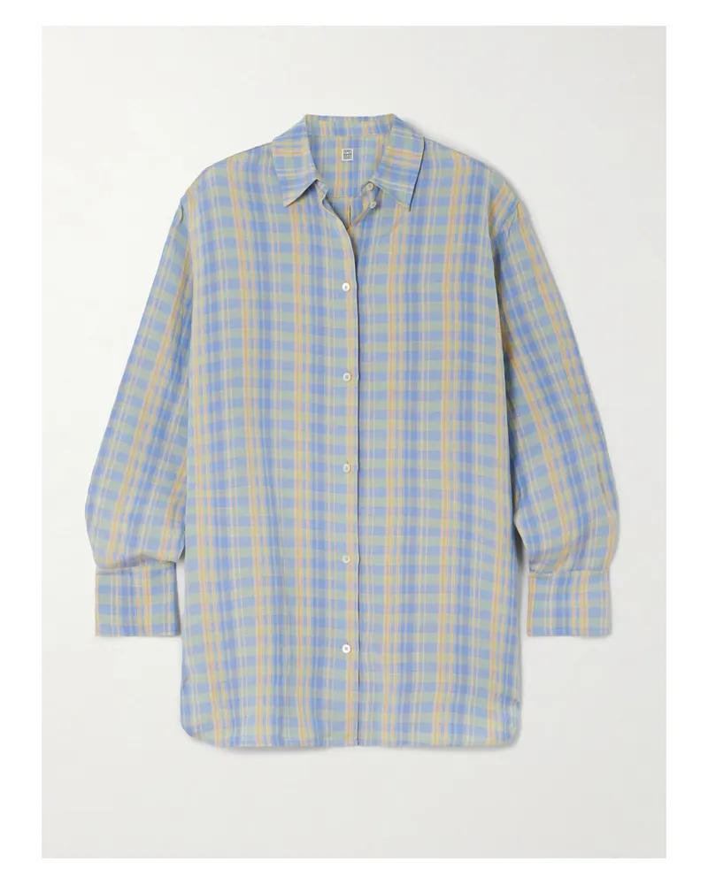 Totême Hemd Aus Einer Karierten Leinenmischung - Blau Blau